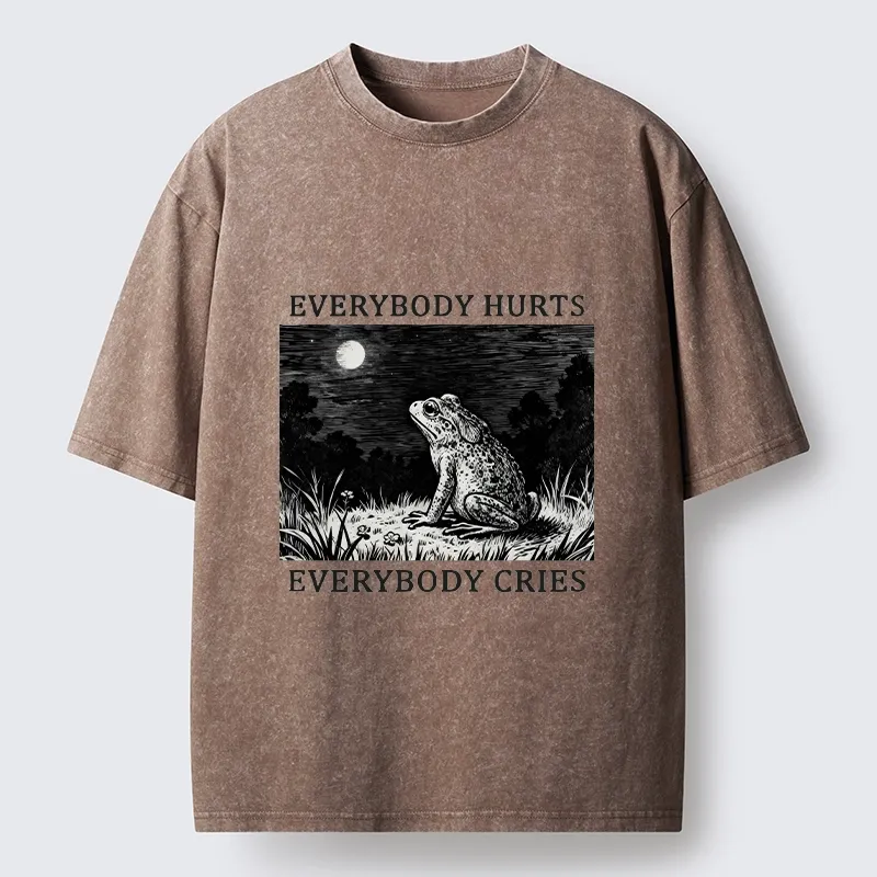 Tokyo-Tiger Lonely Frog Under Moonlight Washed T-Shirt