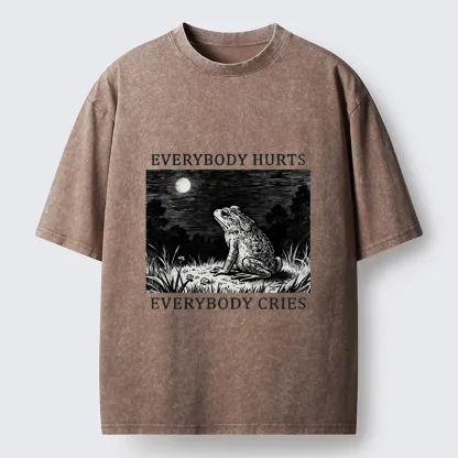 Tokyo-Tiger Lonely Frog Under Moonlight Washed T-Shirt