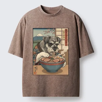 Tokyo-Tiger Dog Ramen Meme Washed T-Shirt