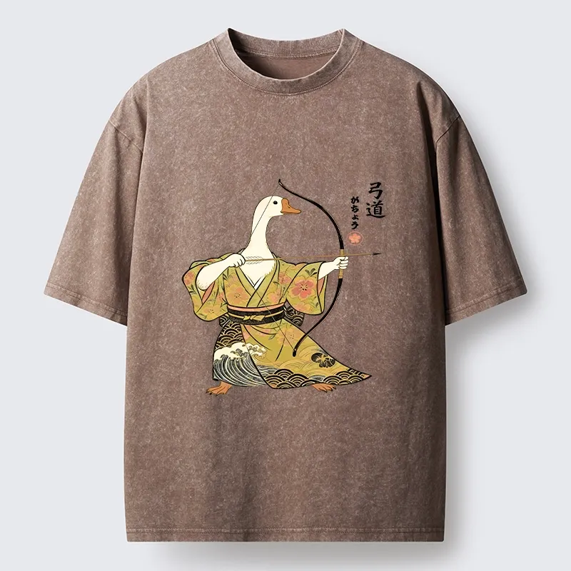 Tokyo-Tiger Goose In Kimono With Bow Washed T-Shirt