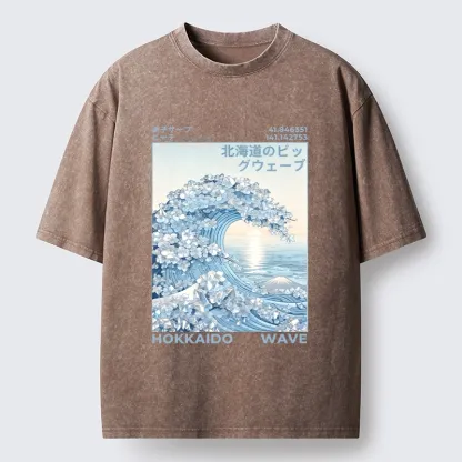 Tokyo-Tiger Crystal Great Wave Art Washed T-Shirt