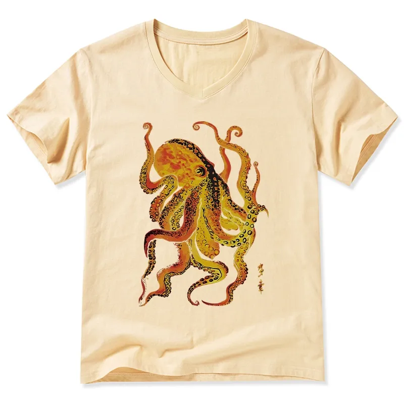 Tokyo-Tiger Deep Sea Gorgeous Octopus V-Neck Classic T-Shirt