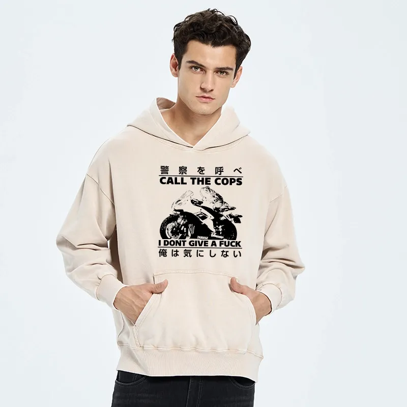 Tokyo-Tiger Funny Frog Riding A Motorcycle Washed Hoodie