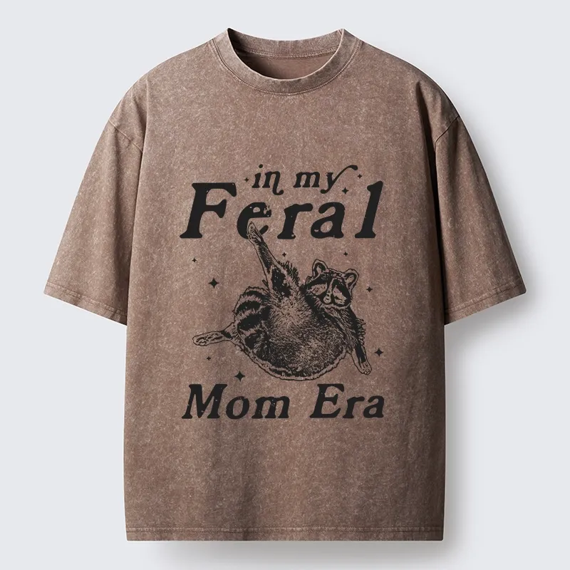 Tokyo-Tiger Feral Mom Raccoon Meme Art Washed T-Shirt