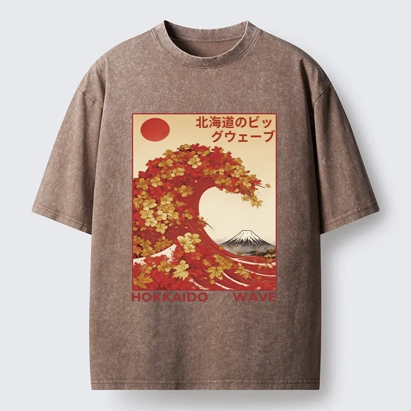 Tokyo-Tiger Hokkaido Wave Fall Leaves Washed T-Shirt