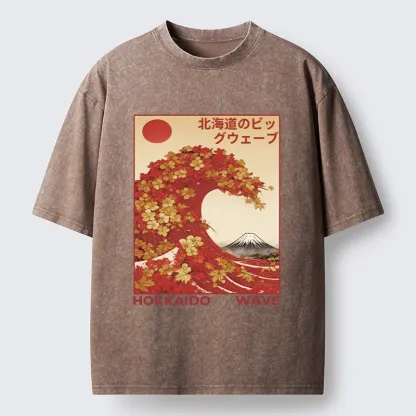 Tokyo-Tiger Hokkaido Wave Fall Leaves Washed T-Shirt