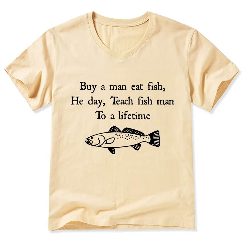 Tokyo-Tiger Man Eat Fish Meme V-Neck Classic T-Shirt