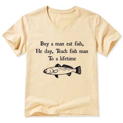 Tokyo-Tiger Man Eat Fish Meme V-Neck Classic T-Shirt