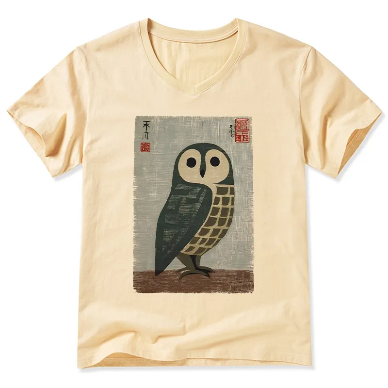 Tokyo-Tiger Traditional Owl In Japanese Art V-Neck Classic T-Shirt