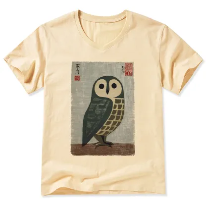 Tokyo-Tiger Traditional Owl In Japanese Art V-Neck Classic T-Shirt