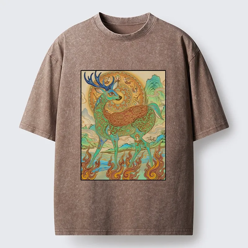Tokyo-Tiger Mythical Nine Colored Deer Washed T-Shirt