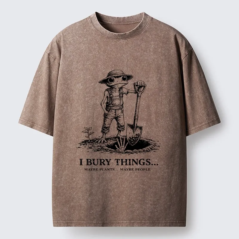 Tokyo-Tiger Frog Bury Things Funny Meme Washed T-Shirt