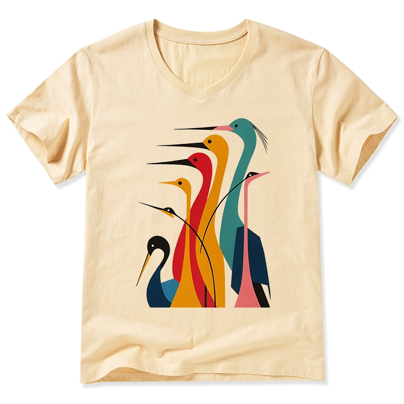 Tokyo-Tiger Various Types Of Cranes V-Neck Classic T-Shirt