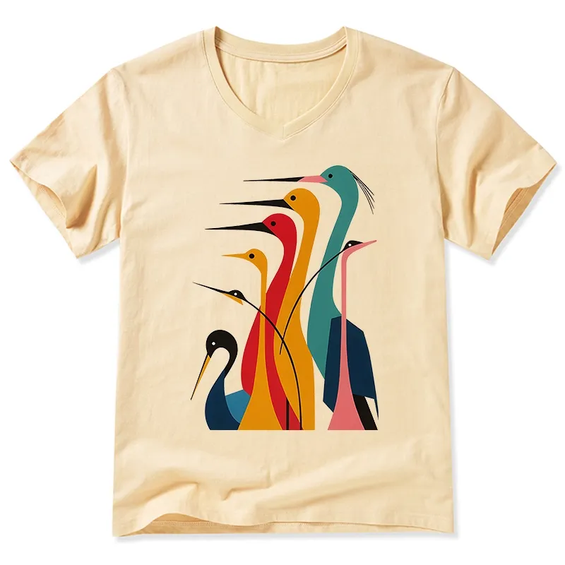 Tokyo-Tiger Various Types Of Cranes V-Neck Classic T-Shirt