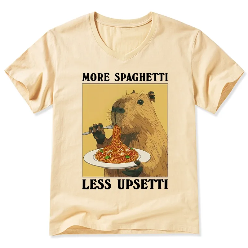 Tokyo-Tiger Capybara Eating Pasta V-Neck Classic T-Shirt