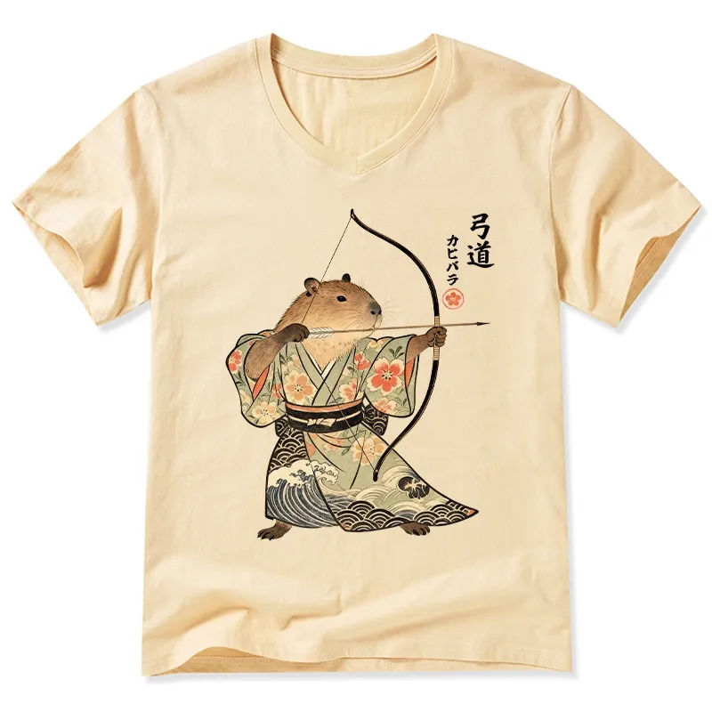 Tokyo-Tiger Capybara Archery V-Neck Classic T-Shirt