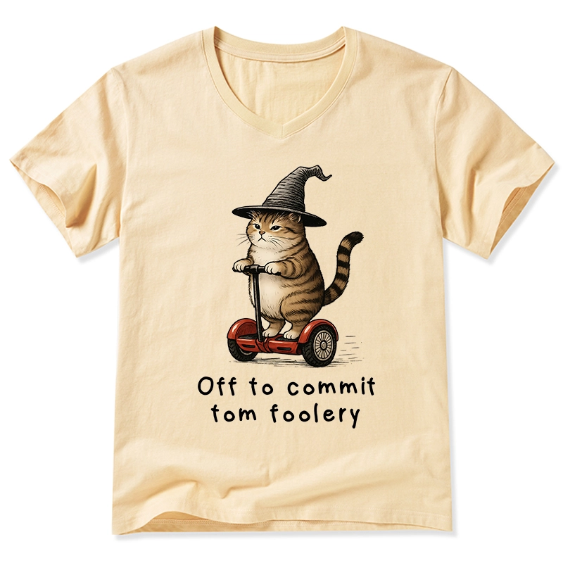 Tokyo-Tiger Orange Cat Riding Segway-style V-Neck Classic T-Shirt