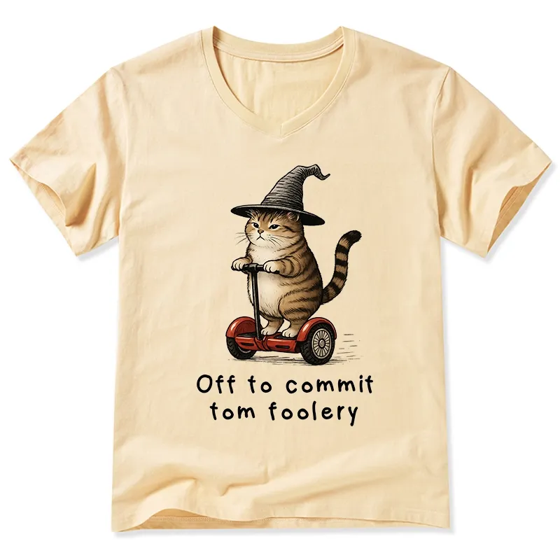 Tokyo-Tiger Orange Cat Riding Segway-style V-Neck Classic T-Shirt