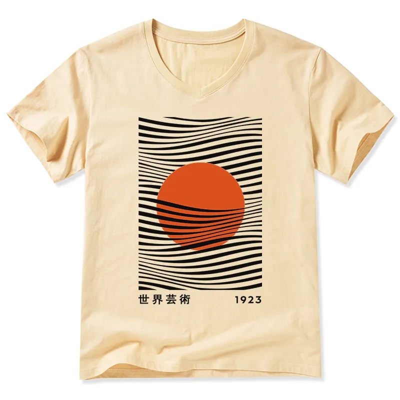 Tokyo-Tiger Minimalist Art Sun V-Neck Classic T-Shirt