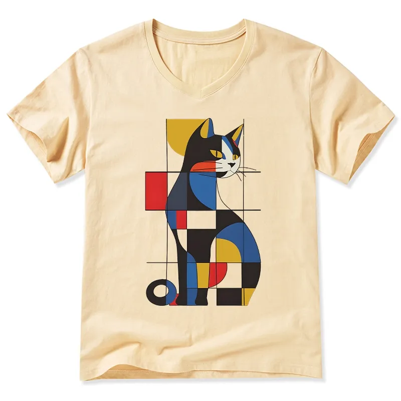 Tokyo-Tiger Mondrian Cat V-Neck Classic T-Shirt