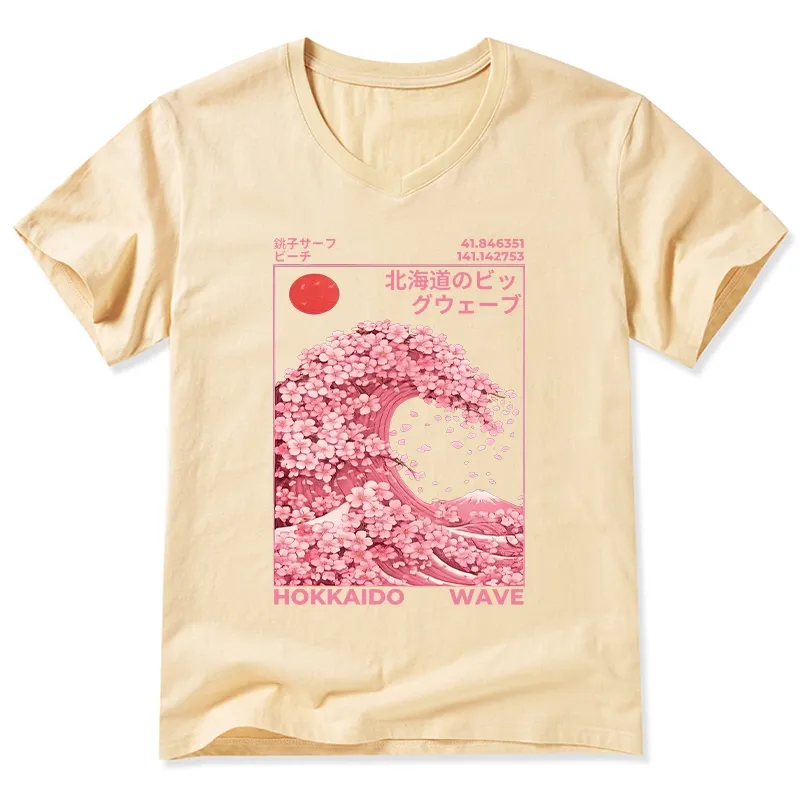 Tokyo-Tiger Sakura Wave V-Neck Classic T-Shirt