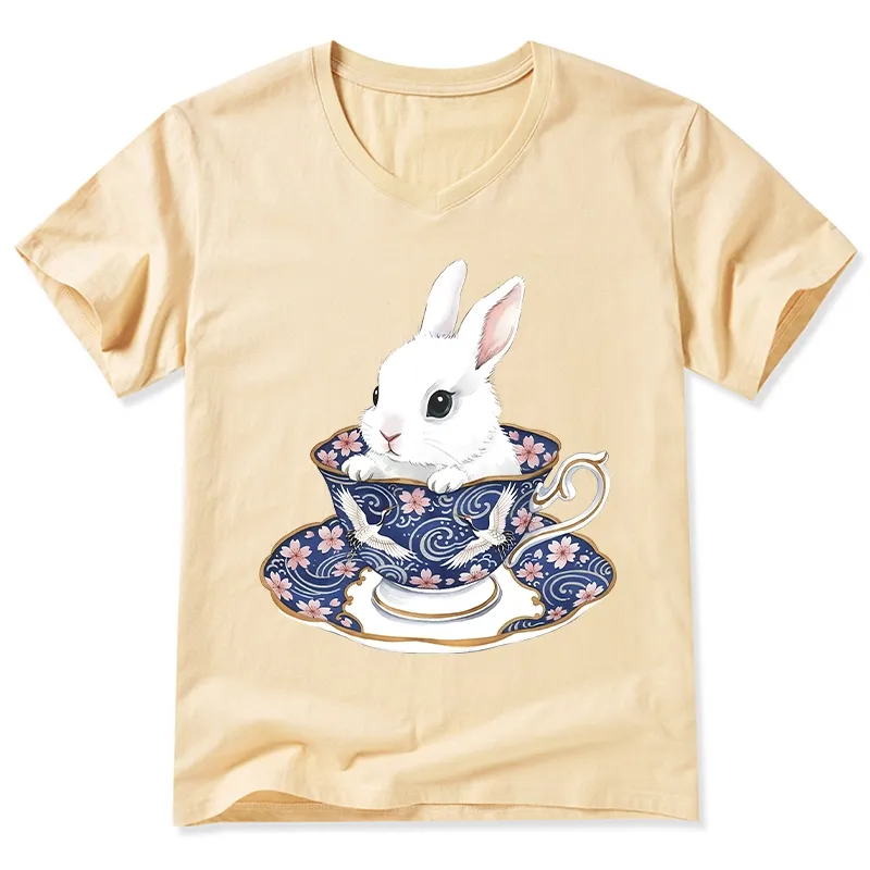 Tokyo-Tiger Cute Rabbit Tea Set V-Neck Classic T-Shirt