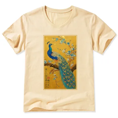 Tokyo-Tiger The Peacock's Silent Elegance V-Neck Classic T-Shirt