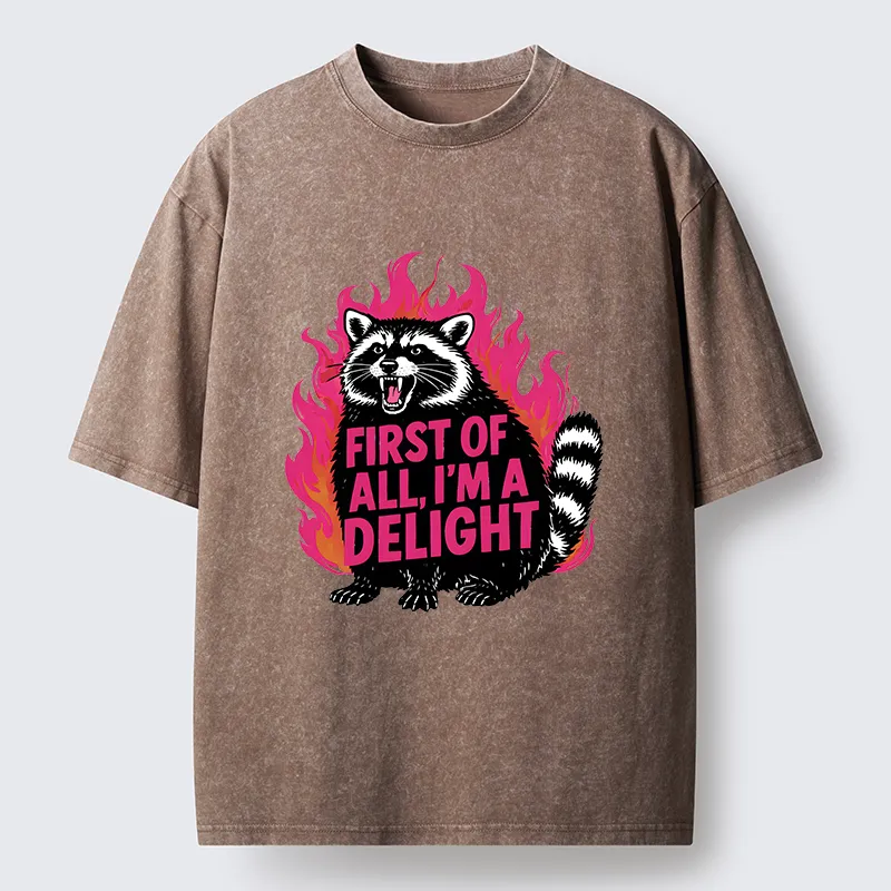 Tokyo-Tiger Angry Raccoon Funny Washed T-Shirt