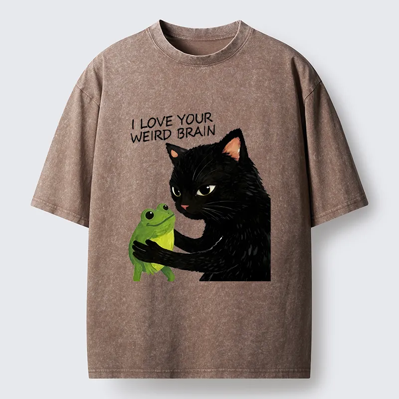 Tokyo-Tiger Cat Eats Frog Washed T-Shirt
