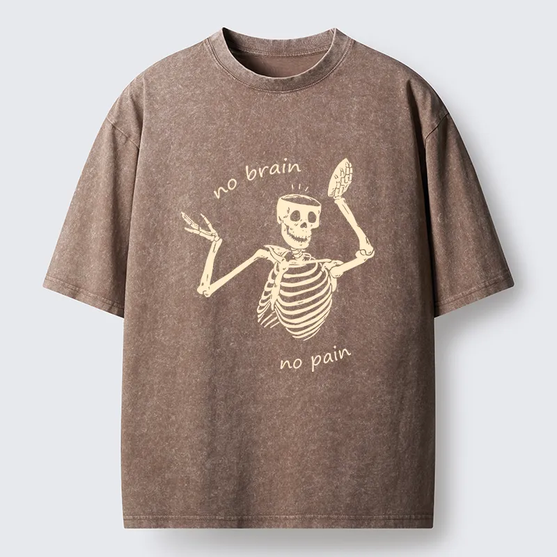 Tokyo-Tiger Skeletons Feel No Pain Washed T-Shirt