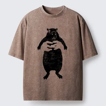 Tokyo-Tiger Cray Capy Capybara Meme Washed T-Shirt