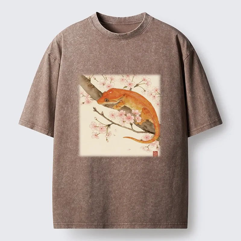 Tokyo-Tiger Sakura Gecko Japanese Washed T-Shirt