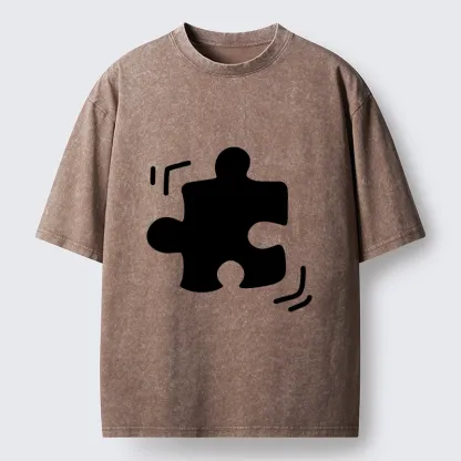 Tokyo-Tiger Black Puzzle Piece Washed T-Shirt