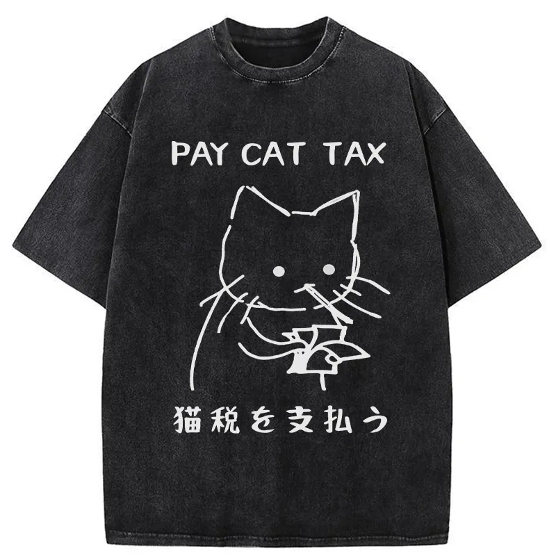 Tokyo-Tiger Pay Cat Tax Washed T-Shirt