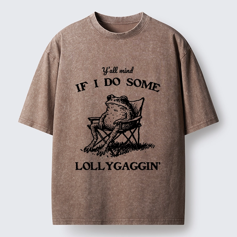 Tokyo-Tiger Funny Frog Lollygagging Washed T-Shirt