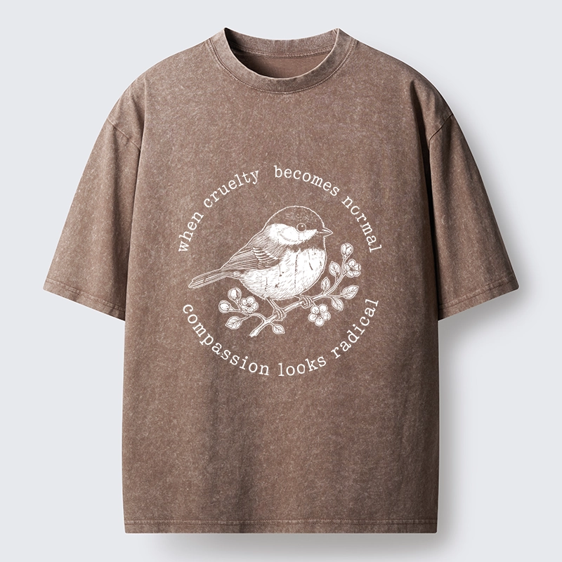 Tokyo-Tiger Anti Cruelty Bird Washed T-Shirt