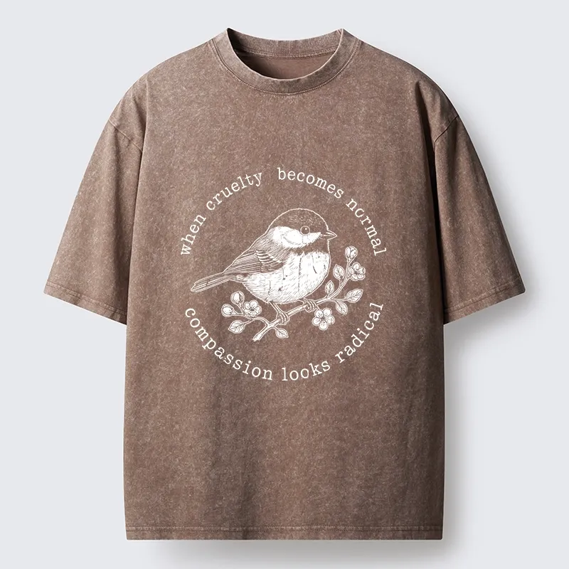 Tokyo-Tiger Anti Cruelty Bird Washed T-Shirt