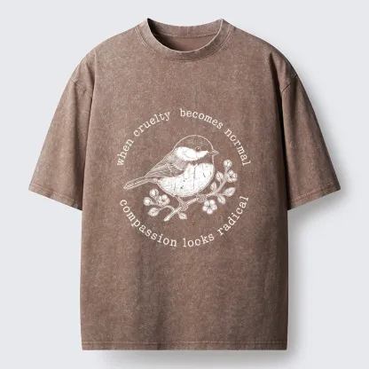 Tokyo-Tiger Anti Cruelty Bird Washed T-Shirt
