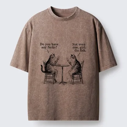 Tokyo-Tiger Cat Poker Night Washed T-Shirt