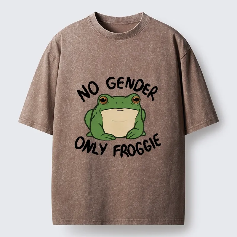 Tokyo-Tiger Funny Frog Declares Identity Freedom Washed T-Shirt