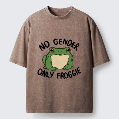 Tokyo-Tiger Funny Frog Declares Identity Freedom Washed T-Shirt