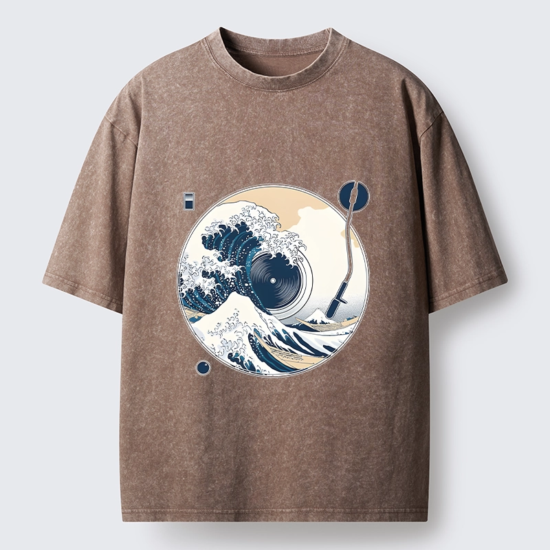 Tokyo-Tiger When Waves Drop The Beat Washed T-Shirt