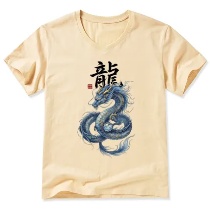 Tokyo-Tiger Mythic Blue Dragon V-Neck Classic T-Shirt
