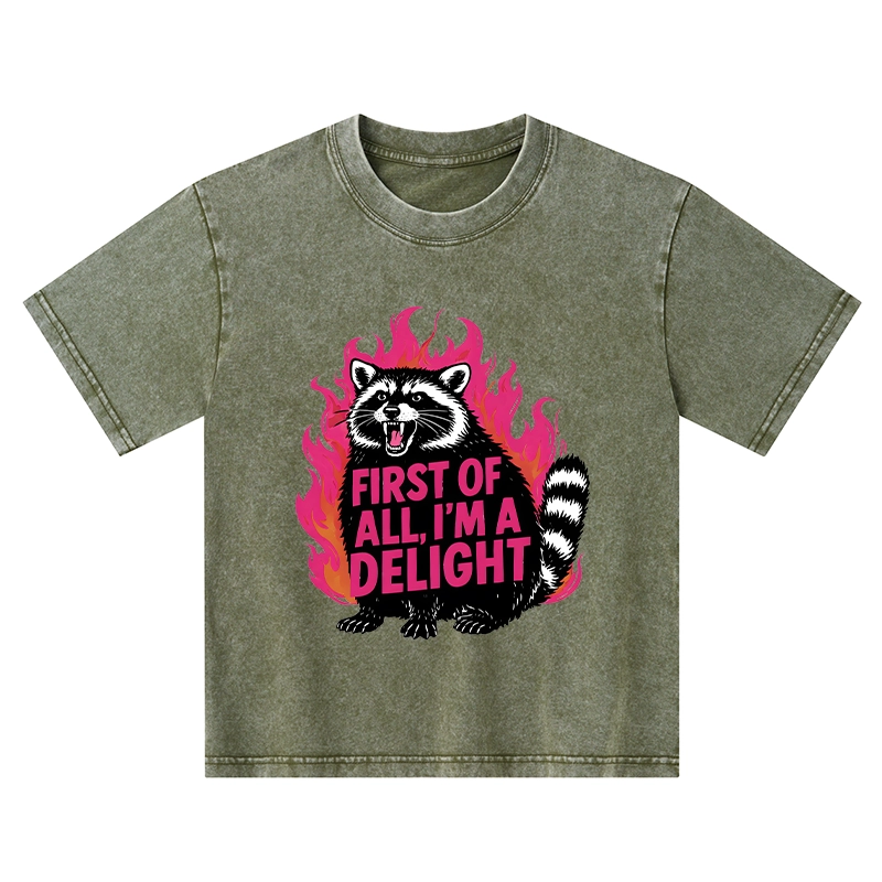 Tokyo-Tiger Angry Raccoon Funny Kids Washed T-Shirt