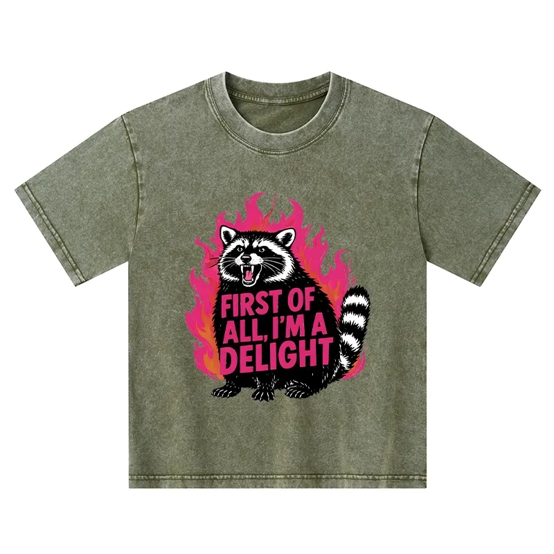 Tokyo-Tiger Angry Raccoon Funny Kids Washed T-Shirt