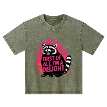 Tokyo-Tiger Angry Raccoon Funny Kids Washed T-Shirt