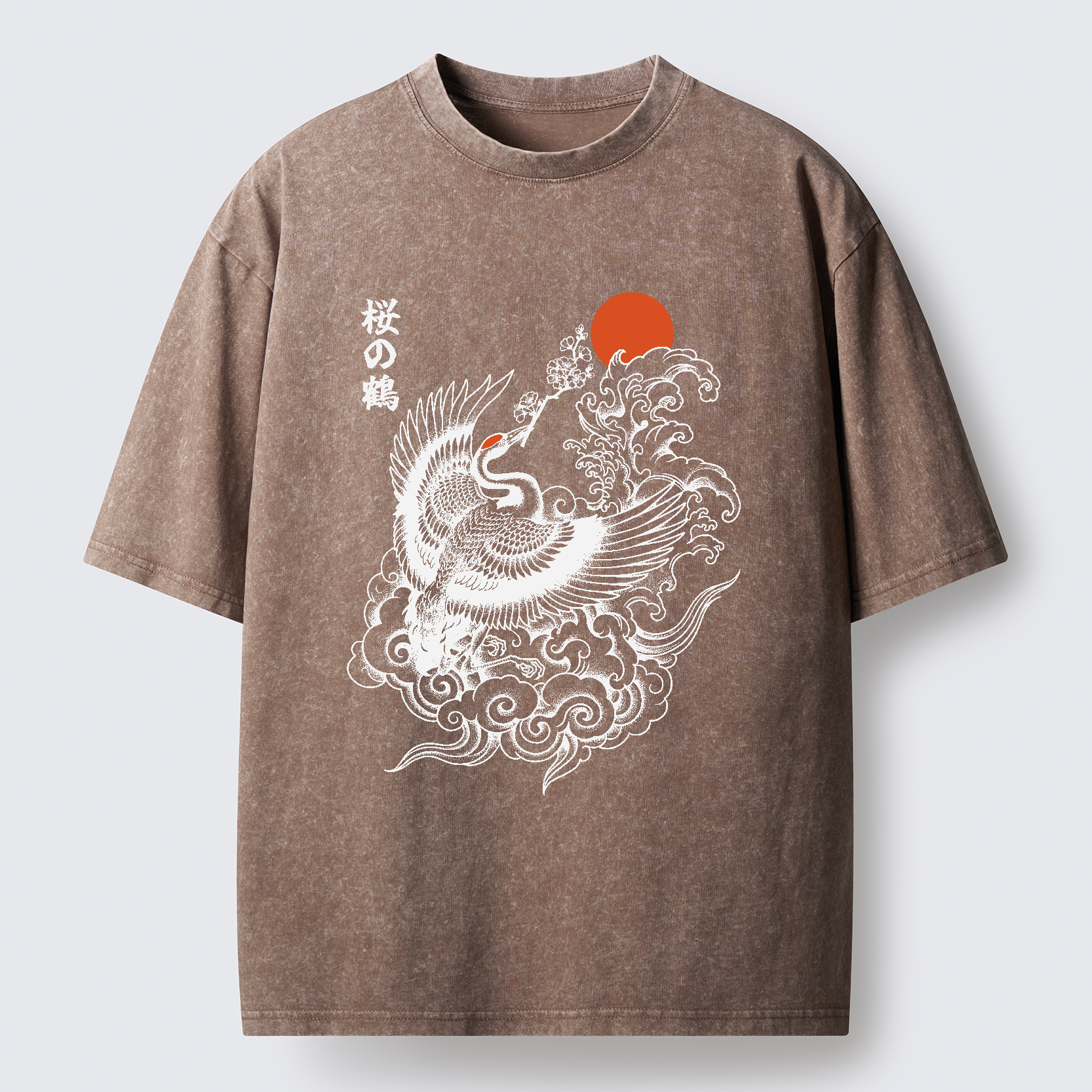Tokyo-Tiger Sakura Crane In Flight Washed T-Shirt
