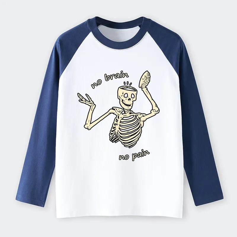 Tokyo-Tiger Skeletons Feel No Pain Raglan Long Sleeve T-shirt