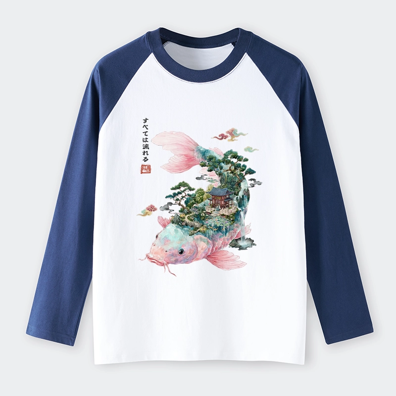 Tokyo-Tiger Journey Of The Flowing Koi Raglan Long Sleeve T-shirt