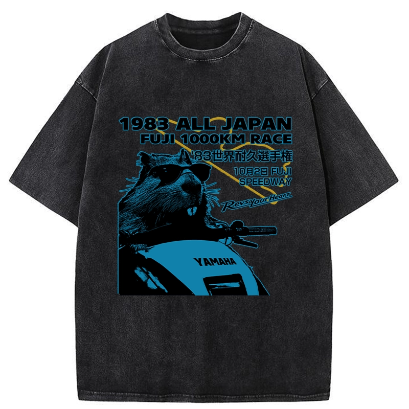Tokyo-Tiger Funny Racing Beaver Washed T-Shirt